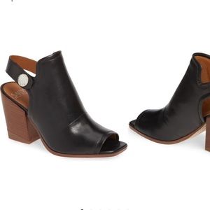 NIB Franco Sarto Peep toe black leather bootie